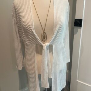 Chic White Tie-Front Cardigan